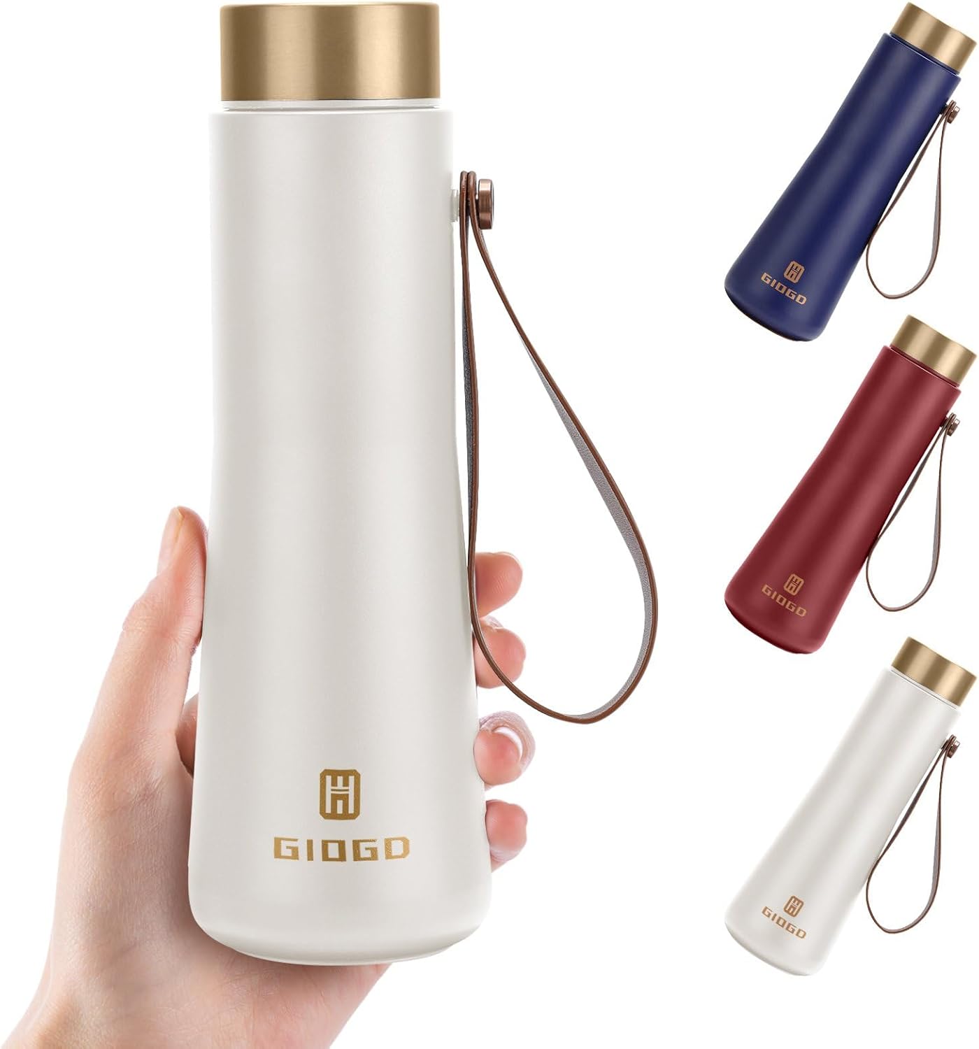 Stainless Steel Thermo Slim Water Bottles Insulated Vacuum 400ml/13.5oz Water Flask Thermal Water Bottles Thermo for Hot and Cold Drinks Coffee Water Perfect for Purse or Kids Lunch Bag(White)