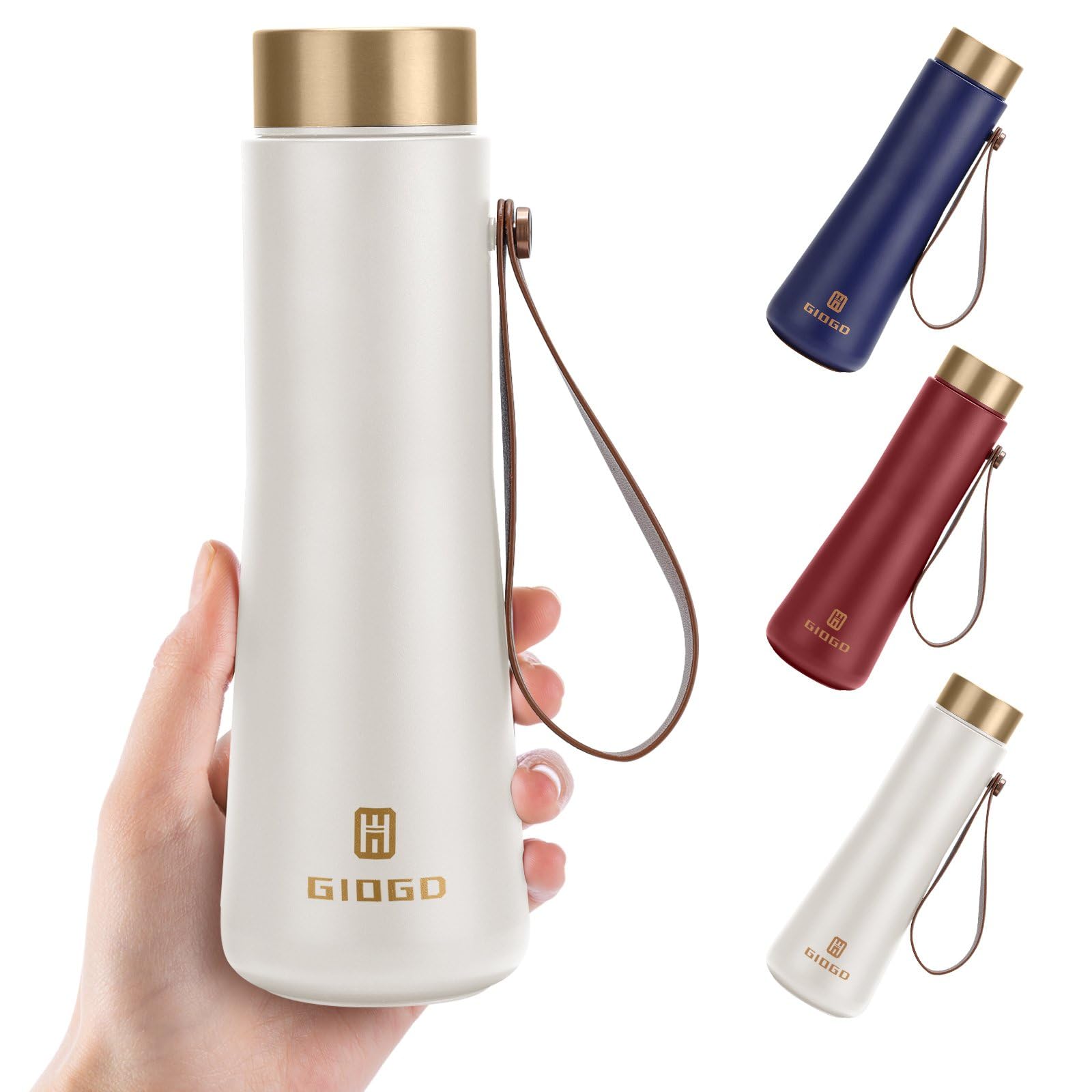 Stainless Steel Thermo Slim Water Bottles Insulated Vacuum 400ml/13.5oz Water Flask Thermal Water Bottles Thermo for Hot and Cold Drinks Coffee Water Perfect for Purse or Kids Lunch Bag(White)