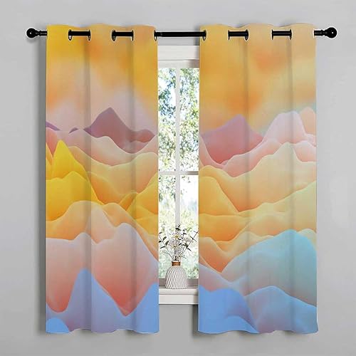 Cortinas Blackout para Habitacion Multicolor Dreamy Clouds Gradient Modern Curtains for Doorways Blackout Material 55Inch Width by 45Inch Length,2