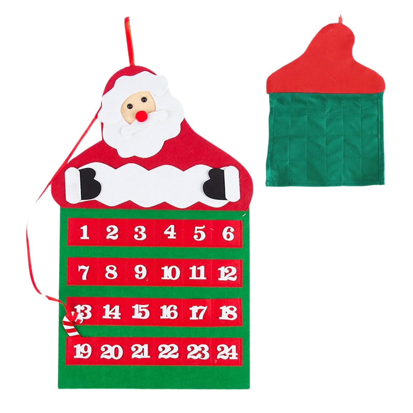 BESPORTBLE Calendario Dell'Avvento In Tessuto Feltro - Conto Alla Rovescia Natalizio Con 24 Tasche Numerate - Decorazione Casa Fai Da Te
