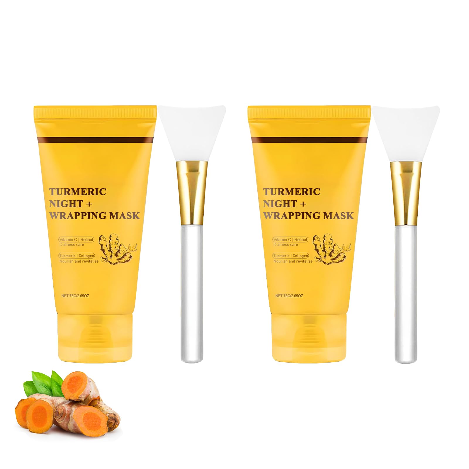 2Pcs Revix Turmeric Collagen Night Wrapping Mask, Overnight Mask For Nourishing, Turmeric Night Wrapping, Vitamin C, Easy ...