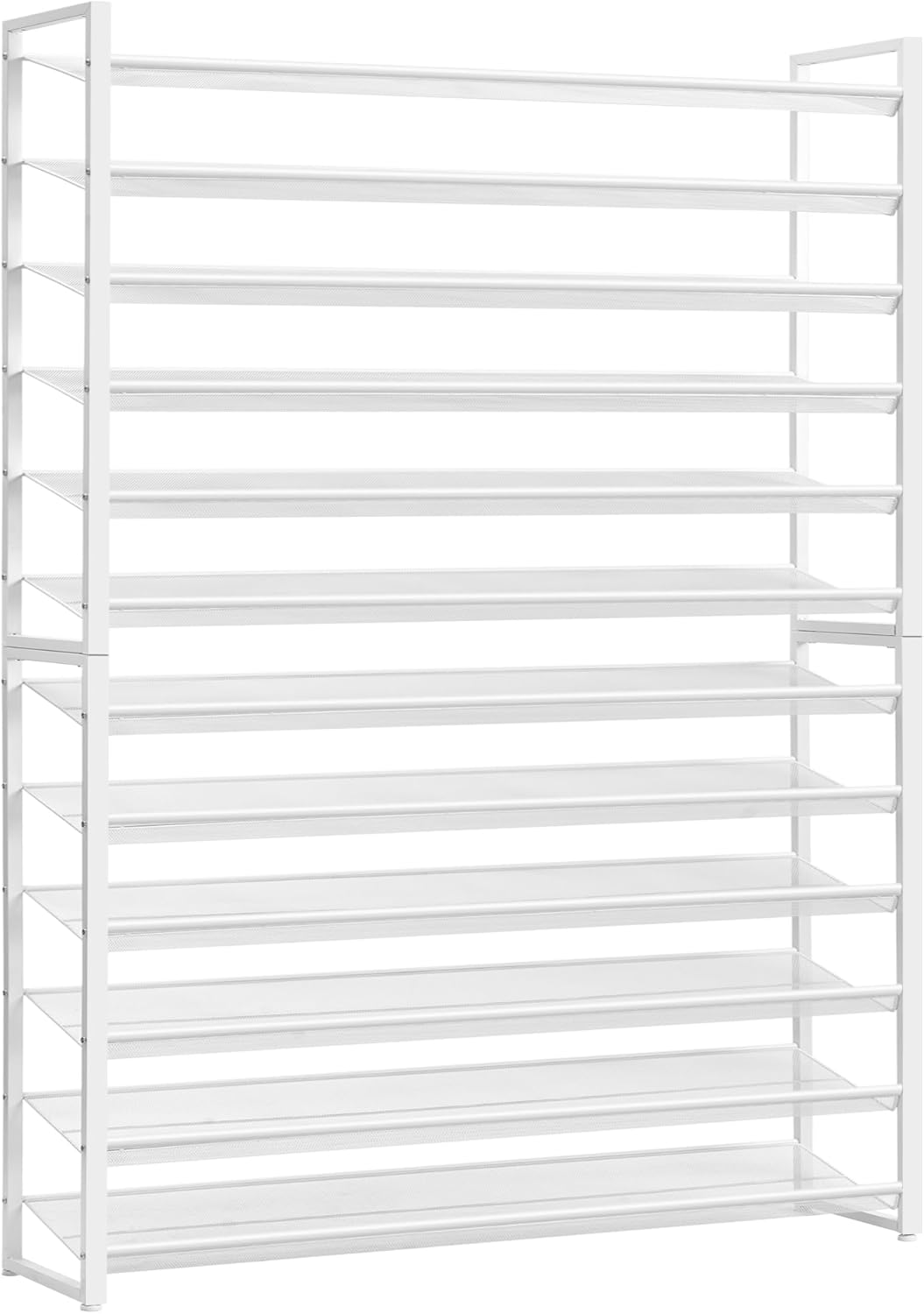Shoe Rack, Long Shoe Organizer,Max Holds 75 Pairs,12 Tier Metal Shoe Storage Shelf,6-Tier Stackable Shoes Organizer for Garage, Entryway,White 12 Tier White
