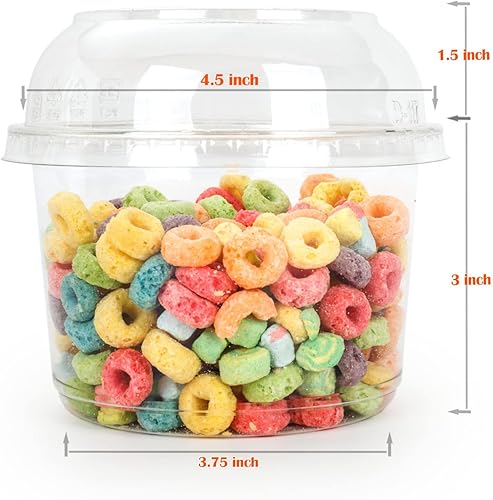 Miniatura 2 de Golden Apple, Combo de contenedor redondo de plástico PET reciclado ultra transparente de 16 onzas y tapa de cúpula - 20 juegos