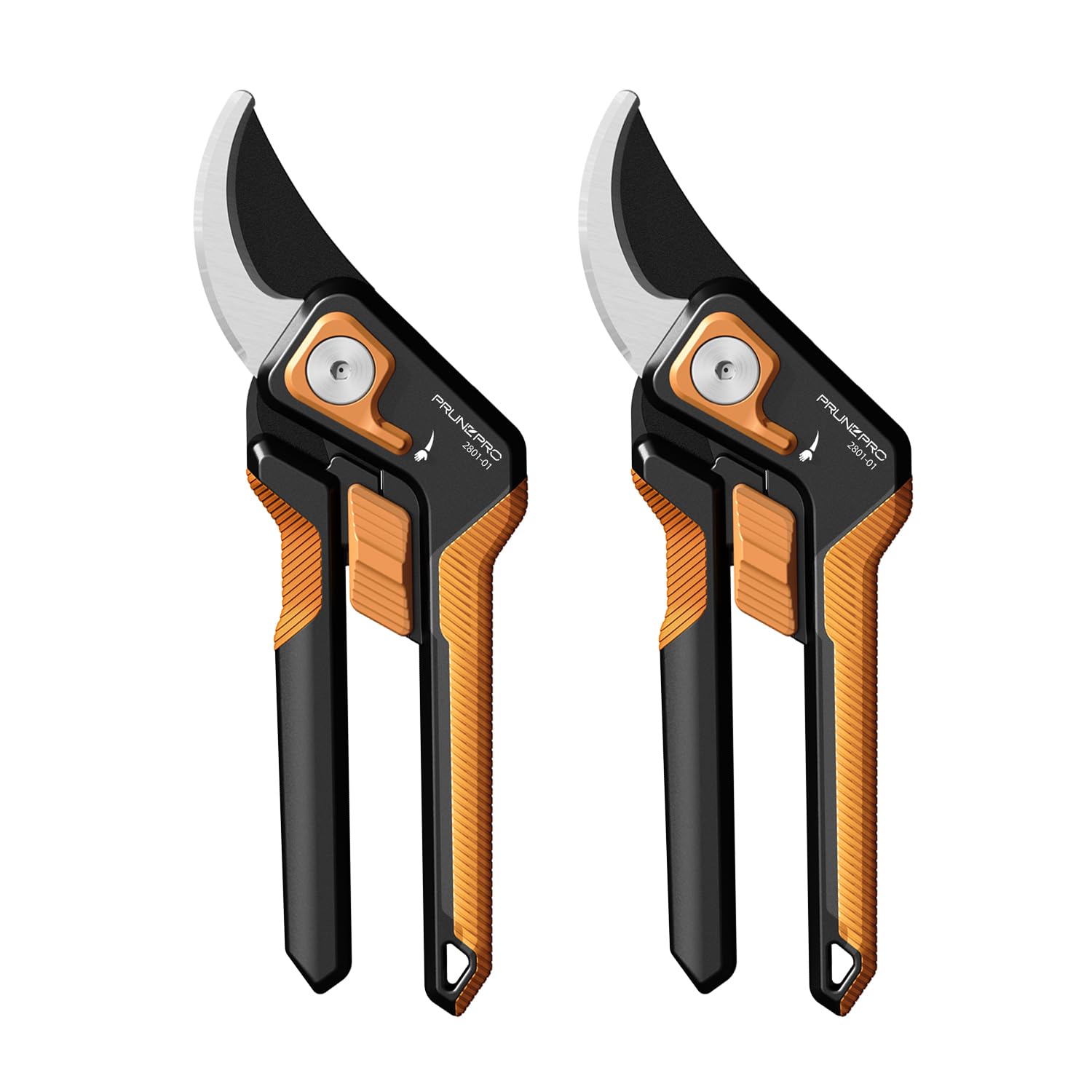 PrunePro 2 Pack Pruning Shears for Gardening Professional Bypass Hand Pruner Stainless Steel Sharp Blade Garden Scissors Plant Flower Garden Clipper Orange