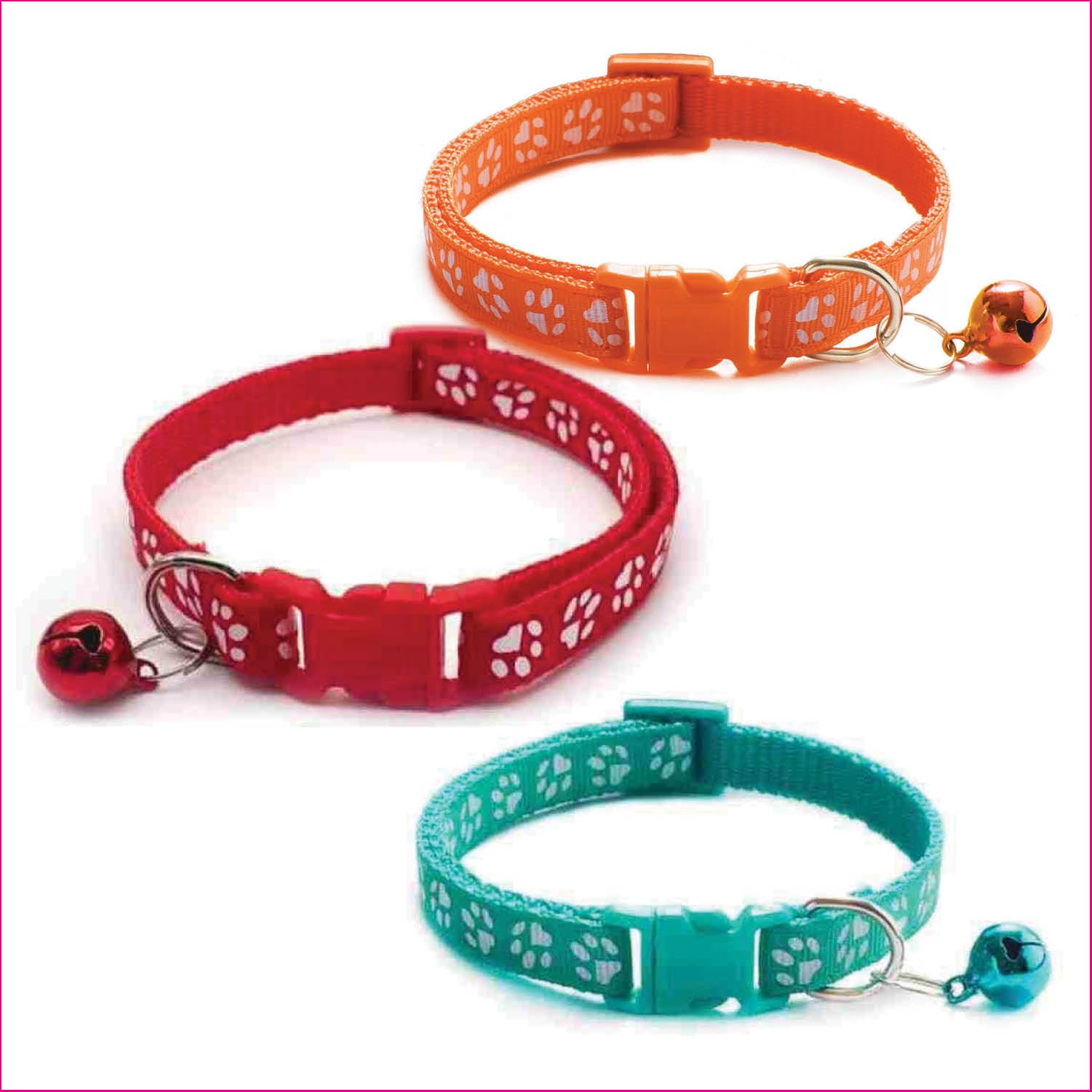 Litvibes Cat Collars Set of 3 with Bell,Kitten & Small Soft Adjustable Collar Safe,Solid & Protection Breakaway for Cats & Puppies,Cute Kitty Neckband with Paw Print- Orange,Red,Turquoise (B0CXV32T9K) Amazon Price History, Amazon Price Tracker