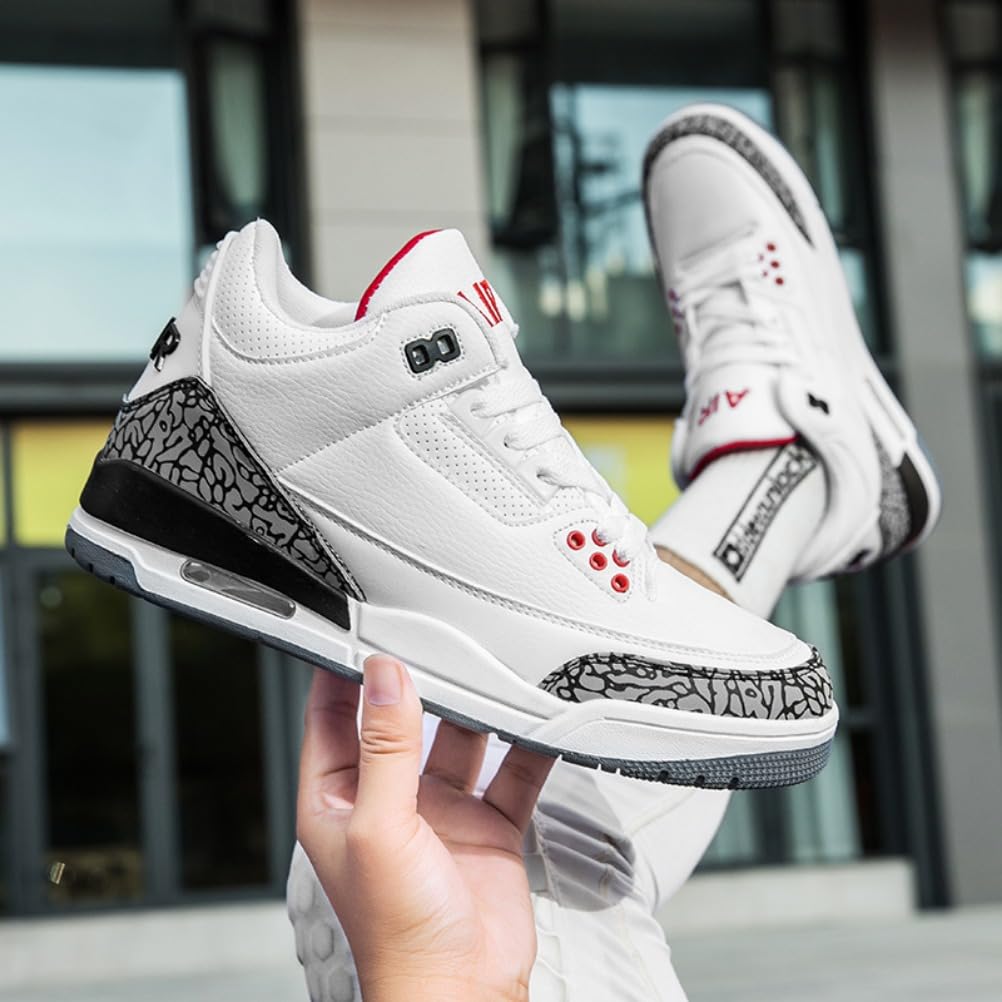 Sneaker Herren Damen Retro Skateboardschuhe Laufschuhe Turnschuhe mit Luftpolster Walkingschuhe Studenten Anti-Rutsch leichter Jungen Mädchen Basketballschuhe modisch Sportschuhe (Weiß Grau 1,45)