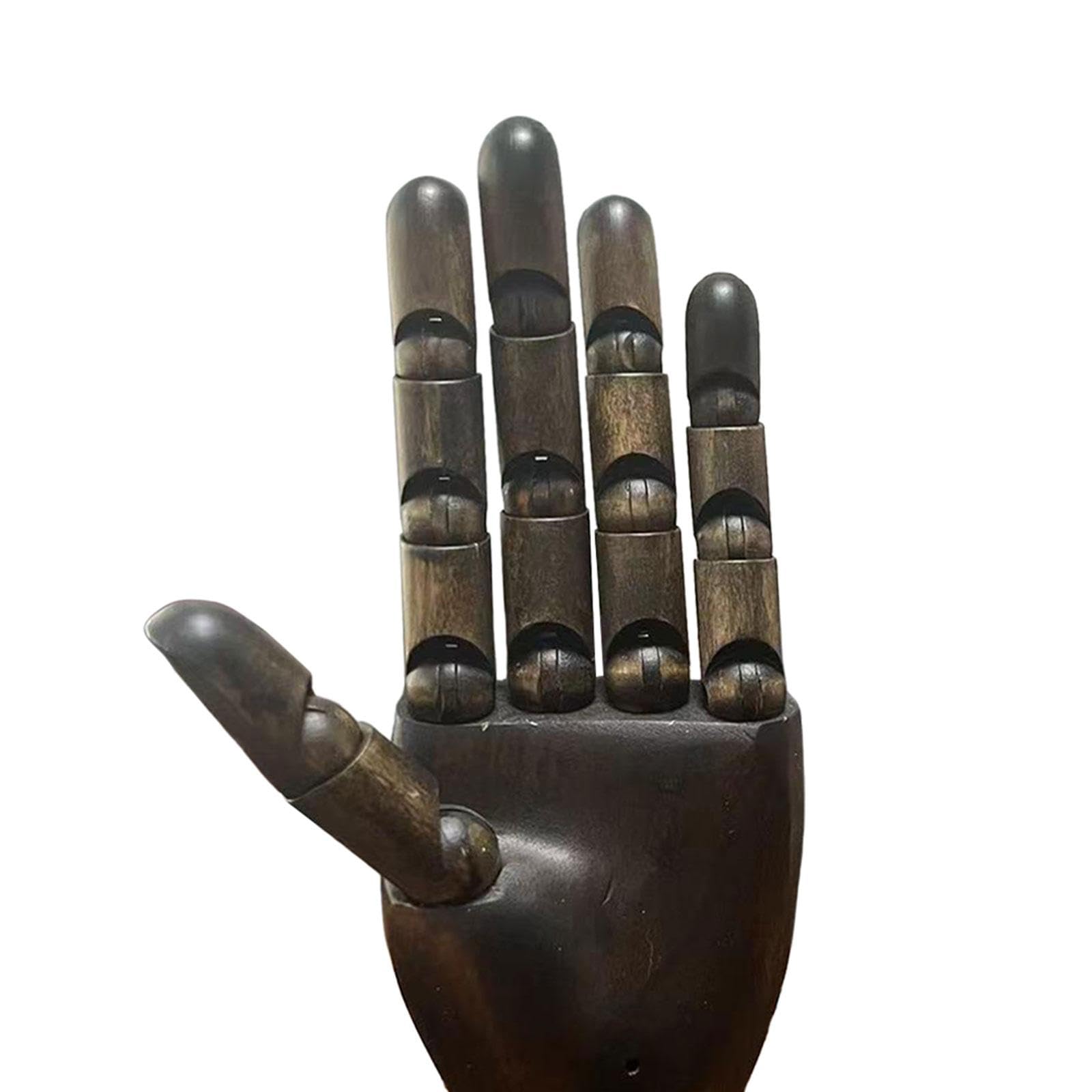 DYNWAVE Wooden Hand Model Art Mannequin Jewelry Display Decor with Flexible Fingers Hand Figure Human Artist Model for Home Tabletop, Left