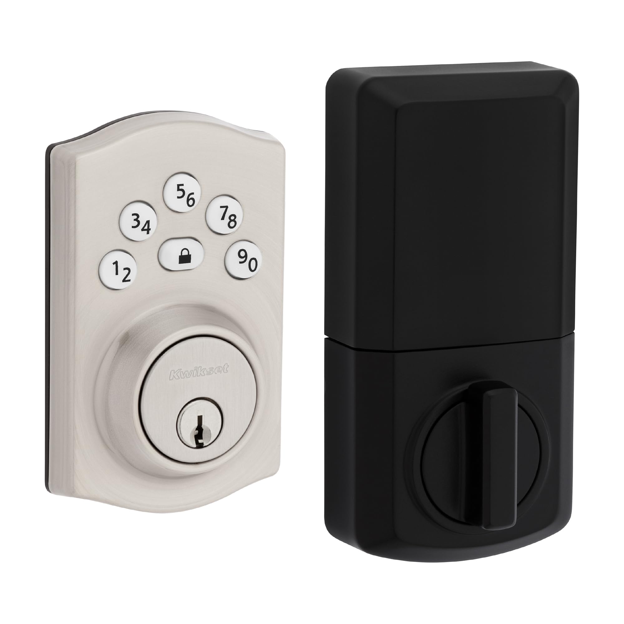 Kwikset Powerbolt 240 5-Button Keypad Satin Nickel Traditional Electronic Deadbolt Door Lock, Featuring Convenient Keyless Entry, Customizable User Codes and Auto-Locking