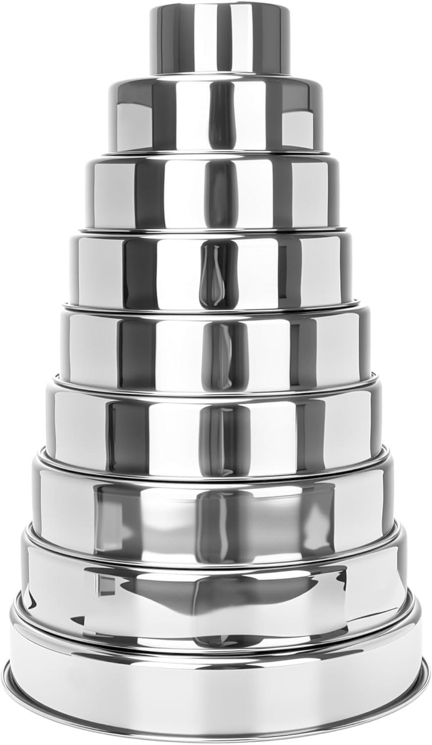 9 Pcs Cake Pans Stainless Steel 4 Inch 6 Inch 7 Inch 8 Inch 9 Inch 9½ Inch 10 Inch 11 Inch 12 Inch Round Baking Layer Pan Tins for for Tier Smash Cakes Birthday Dishwasher Safe