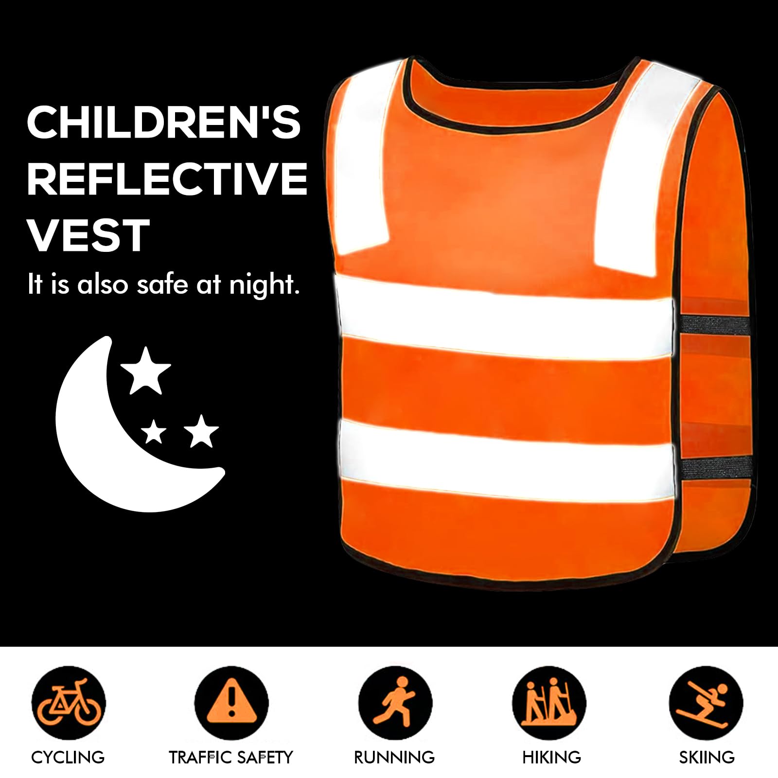 10 Pièces Gilet De Sécurité pour Enfants, Gilet de Sécurité Enfants, Gilet Securite Enfant Réfléchissant pour Vélos pour Enfants (3-12 ans), pour course en extérieur, cyclisme, circulation routière