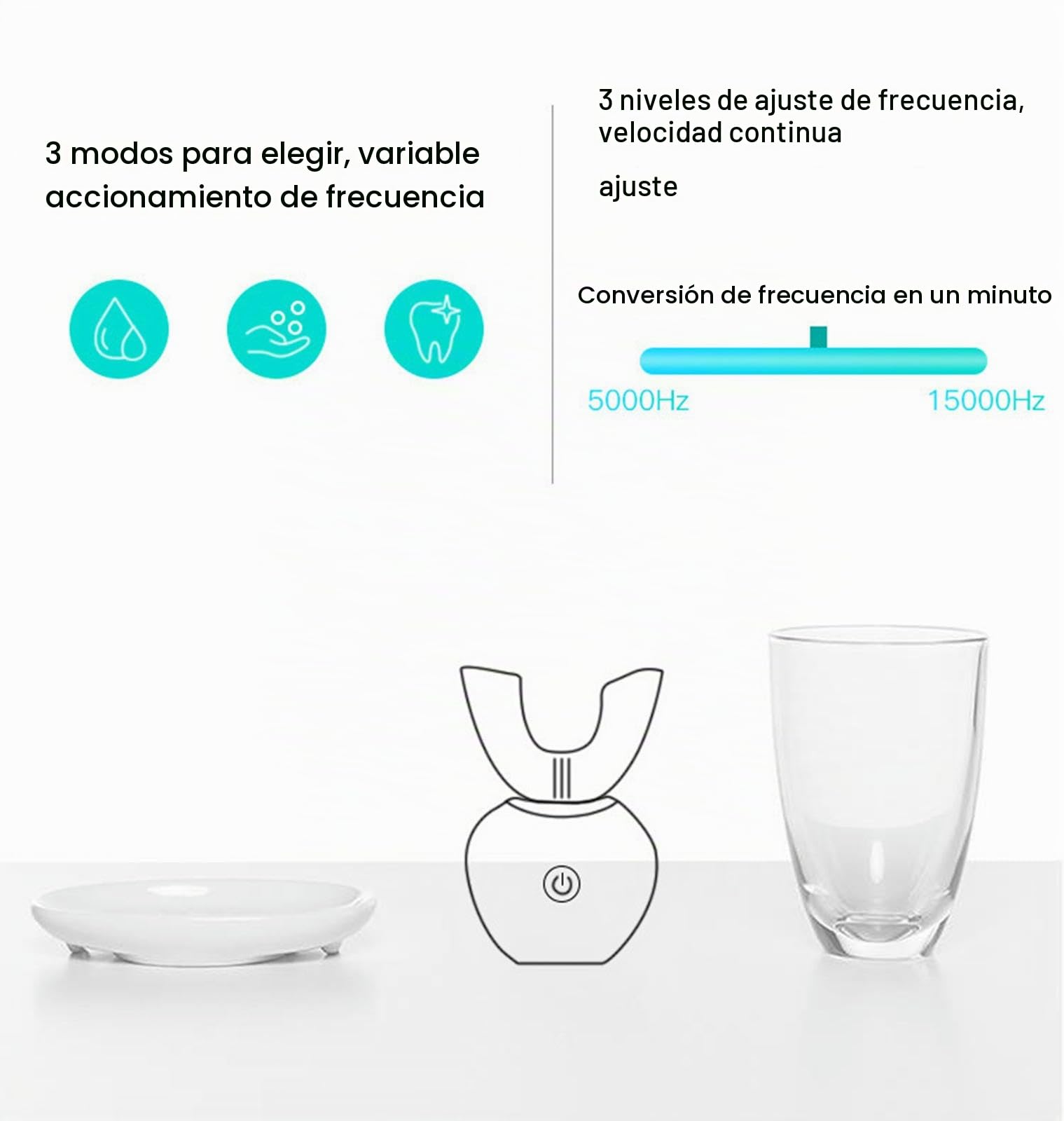Cepillo de Dientes Eléctrico Sónico, Cepillo Ultrasónico de 360° para Blanquear los Dientes en Forma de U