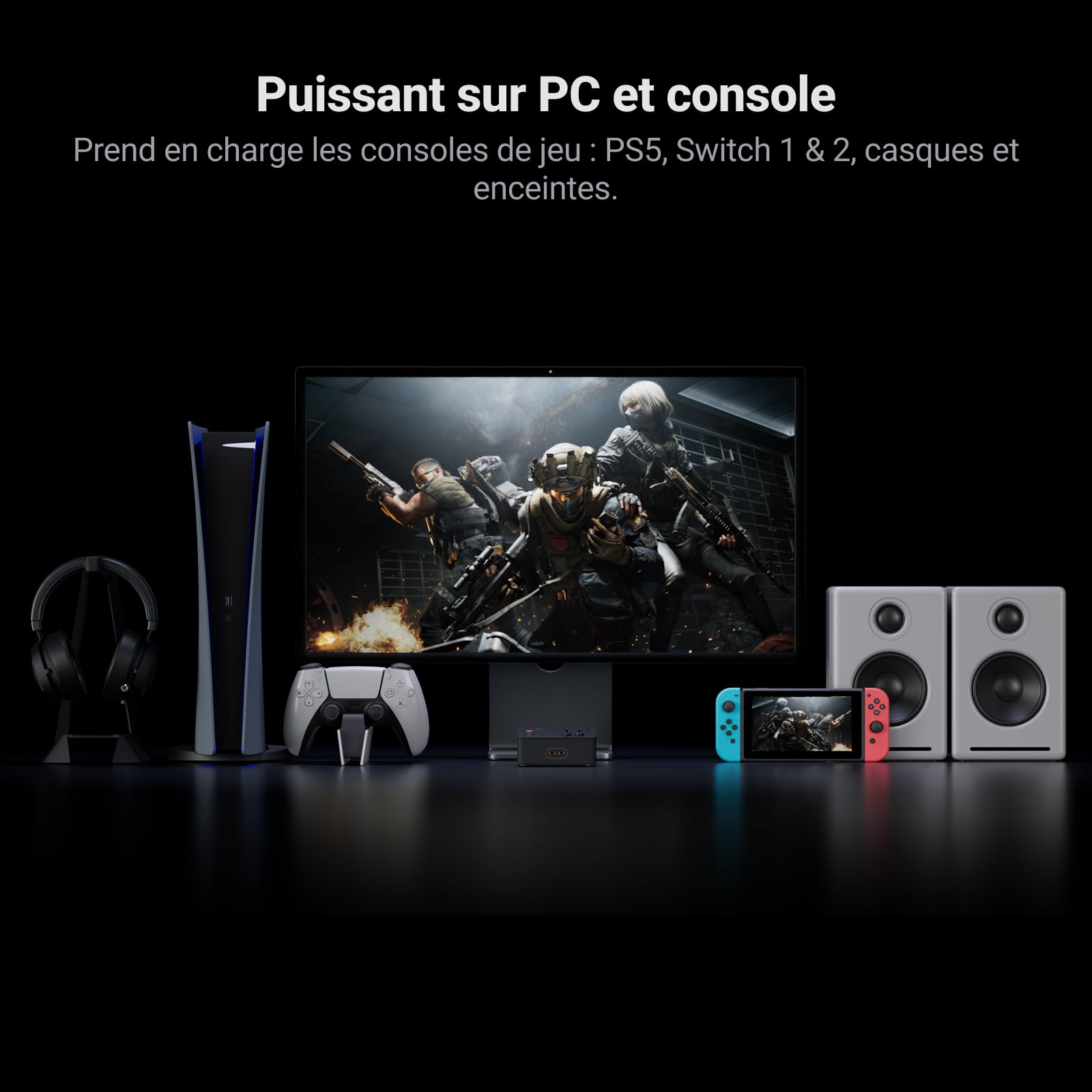 Fosi Audio C3 Gaming DAC, Carte Son Externe USB avec Footstep Enhancement et Son Surround 7.1, Microphone Antibruit pour Le Jeu FPS, Puce XMOS Hi-FI, PCM 384 kHz / DSD256 pour PC/PS5/Switch