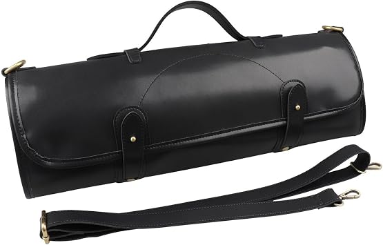 Knife Roll Storage Bag, Portable Leather Knife Roll Storage Bag Chef Case for Camping or Working, 10 Slots Cutlery Knives Holders ProtectorsBlack