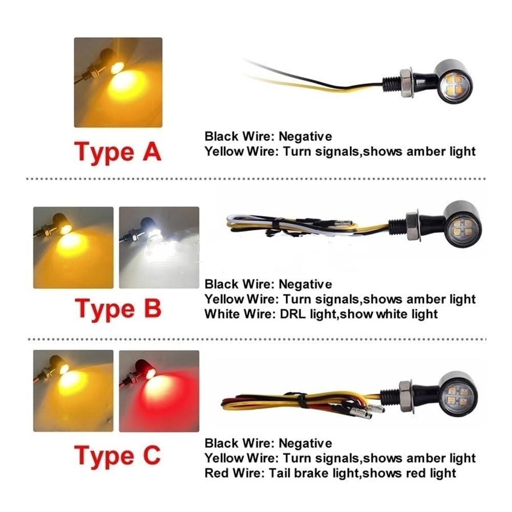 Clignotants Moto 3 En 1 LED – Feux Stop Intégrés, Couleur Ambre/blanc/rouge, 12V, Pour Harley Et Autres Motos - 12
