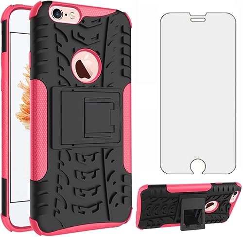 Miniatura 9 de Funda para iPhone 7plus 8plus 7/8 Plus 5.5 con protector de pantalla de vidrio templado y soporte, accesorios híbridos duros y resistentes para Rojo