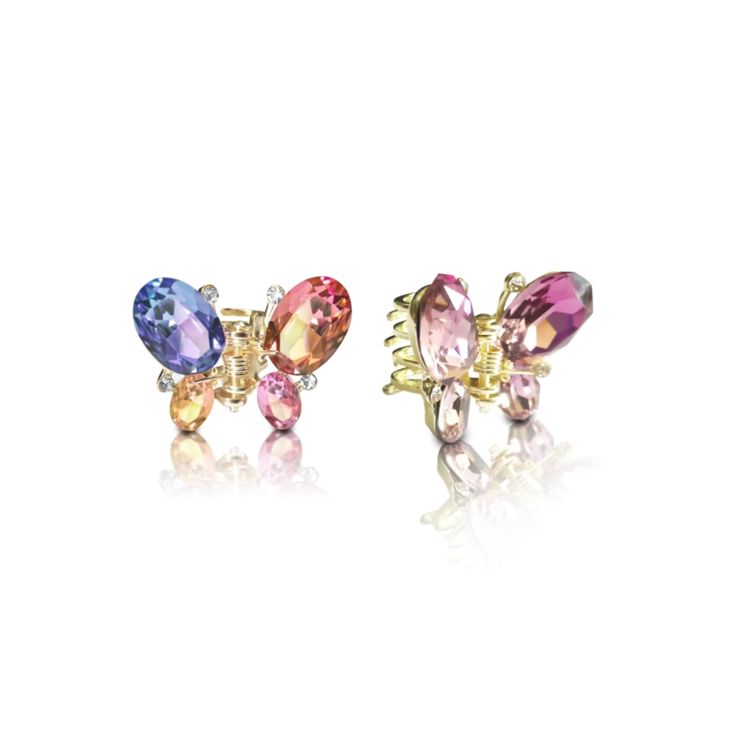 Sanas 2Pcs Diamond Hair Accessories Hair Butterfly Clips for Women Stone Hair Accessory Ladies Small Claw Clutchers Girls Sturdy Metal Clips Multicolour