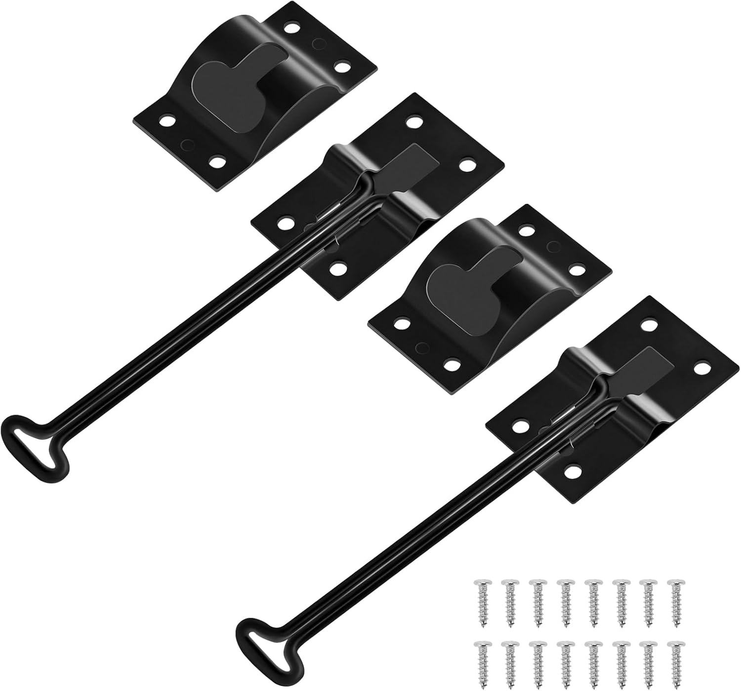 ESUDNT RV Door Holder with Silent Snap, Upgrade Noiseless Black Metal Camper Door Holder Trailer Door Latch, Catch T-Style Door Holder to Keep Door Open for Cargo Trailer, Truck (2 Pack,6 Inch)
