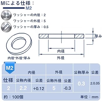 Amazon | TBDBNR 平ワッシャー M2 平座金 約100個セット