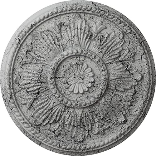 Image of Ekena Millwork CM18EDUWC Edinburgh Ceiling Medallion, 18 inch OD x 1 3 /4 P, Ultra Pure White Crackle