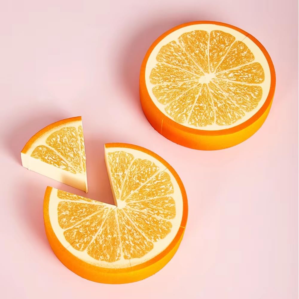 Fun Fruit Shaped Powder Puff - Soft Velour Triangle Makeup Sponge for Loose & Setting Powder, Cosmetic Foundation Beauty Sponge, Stocking Stuffer Gift for Women (ORANGE)-image-44