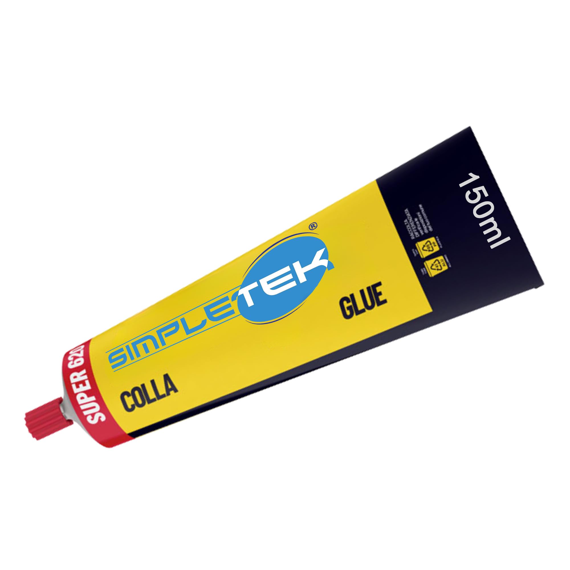 SIMPLETEK - 12X Colla Adesivo Neoprenico Super 620 - Tubetto da 150ml - Adesivo di Contatto ad Alta Resistenza per Pelle, Cuoio, Sughero, Plastica e Gomma