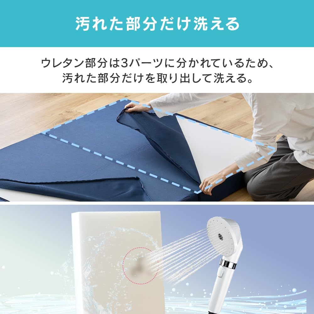 【新品未使用】洗えるマットレス　ダブル　グレー Amazon｜アイリスプラザ マットレス ダブル 洗える三つ折り