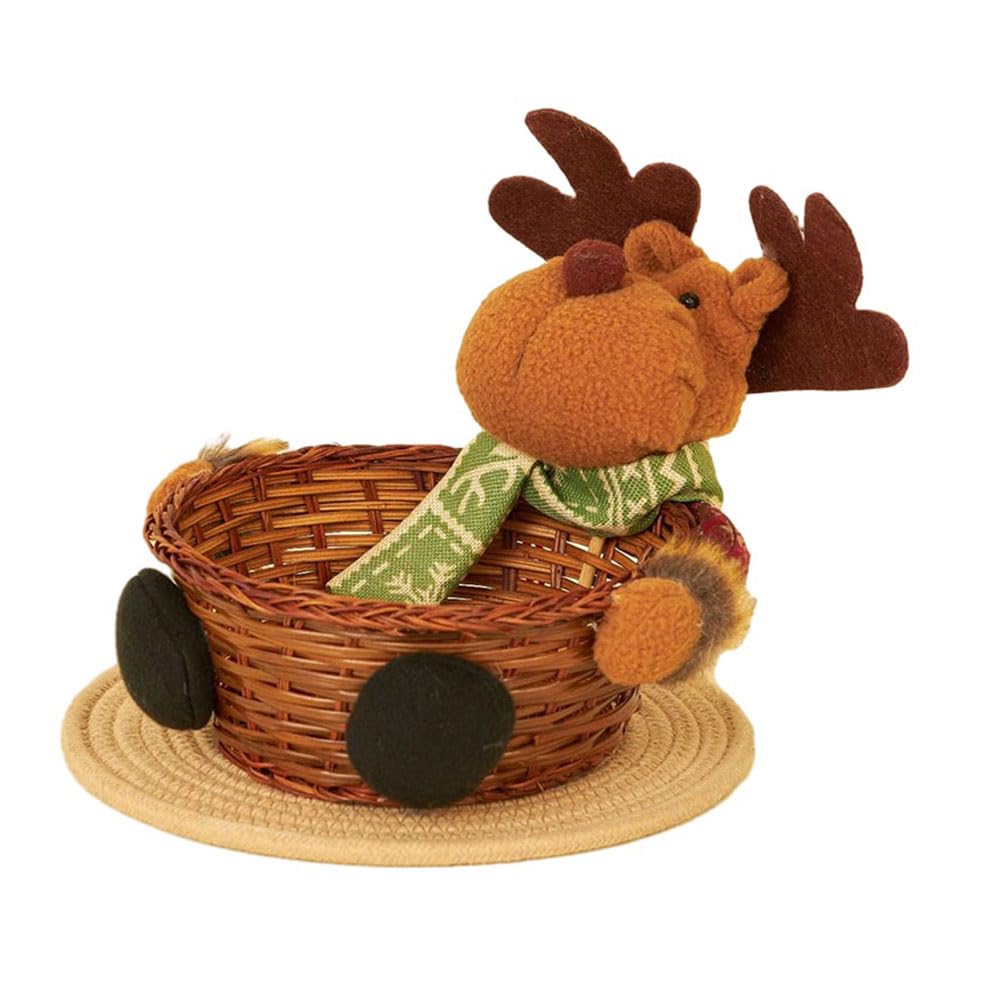 Carpango Elk Christmas Candy Bowl, Candy Basket Merry Christmas Decoration Xmas Snowman Snack Candy Storage Baskets