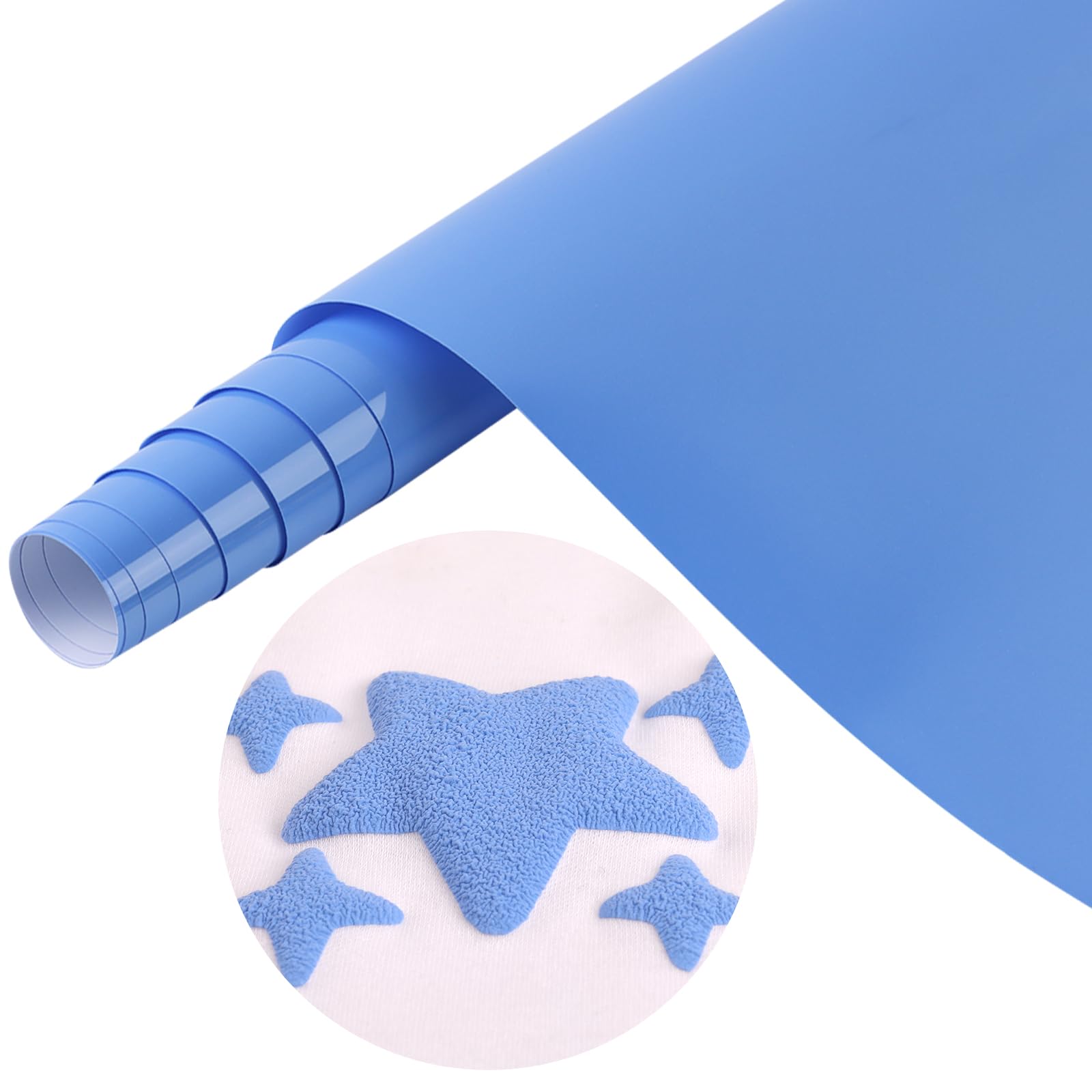 Photo 1 of Tintnut Vinyl Heat Transfer - 10inches x 6ft 3D Cornflower Blue Puff HTV Roll Heat Transfer Vinyl Foaming Colorful Puffy Iron on Vinyl for T-Shirts DIY
