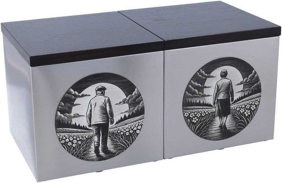 Companion urn for parents Double urn for marriage couple two boxes for ashes Casket for two persons (Design 1 + Plaques)