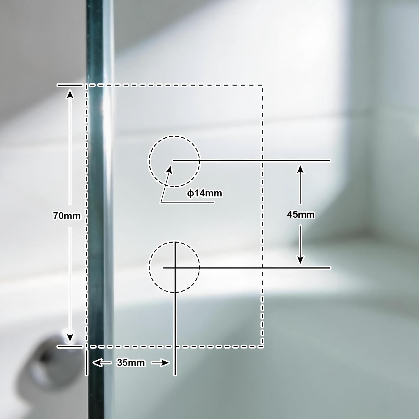 2 piezas Bisagras para puerta de cristal, 90° clip de acero inoxidable, bisagras de puerta de cristal de un lado para duchas, 8-12 mm de grosor, bisagra pivotante