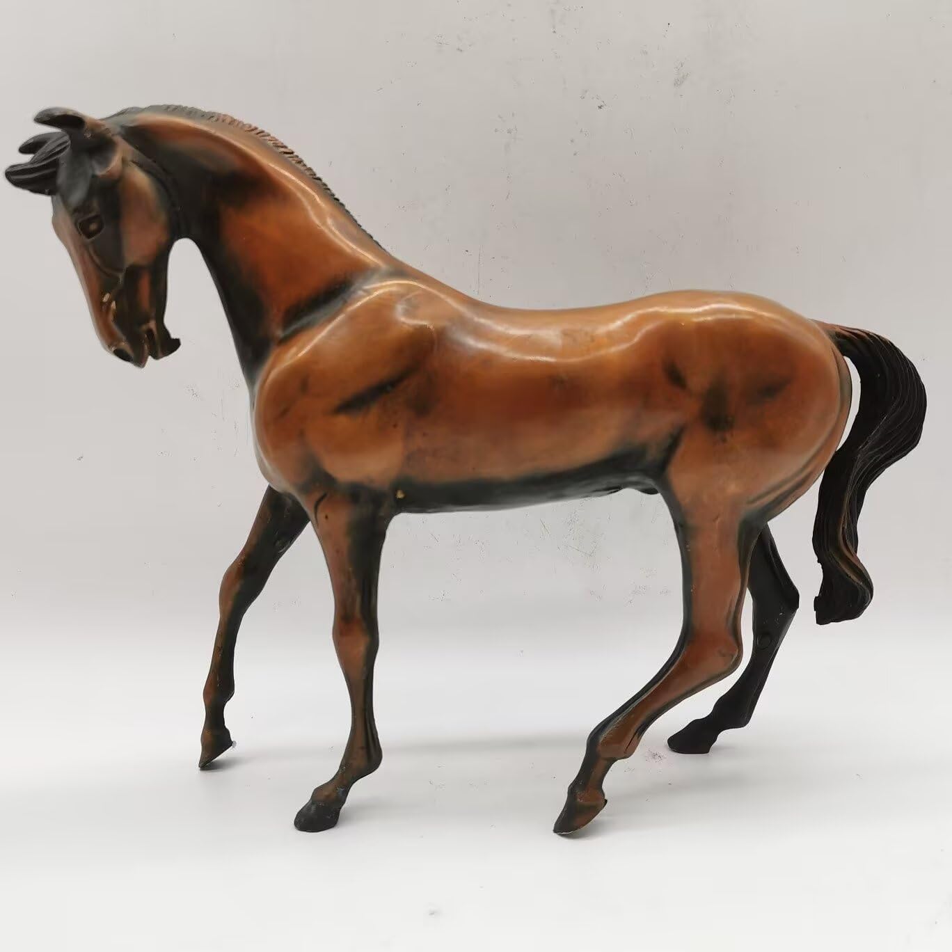 Dytartzx Pure Copper Horse Statue Feng Shui Success Horse Figurine Home Office Decor Wealth Luck Sculpture