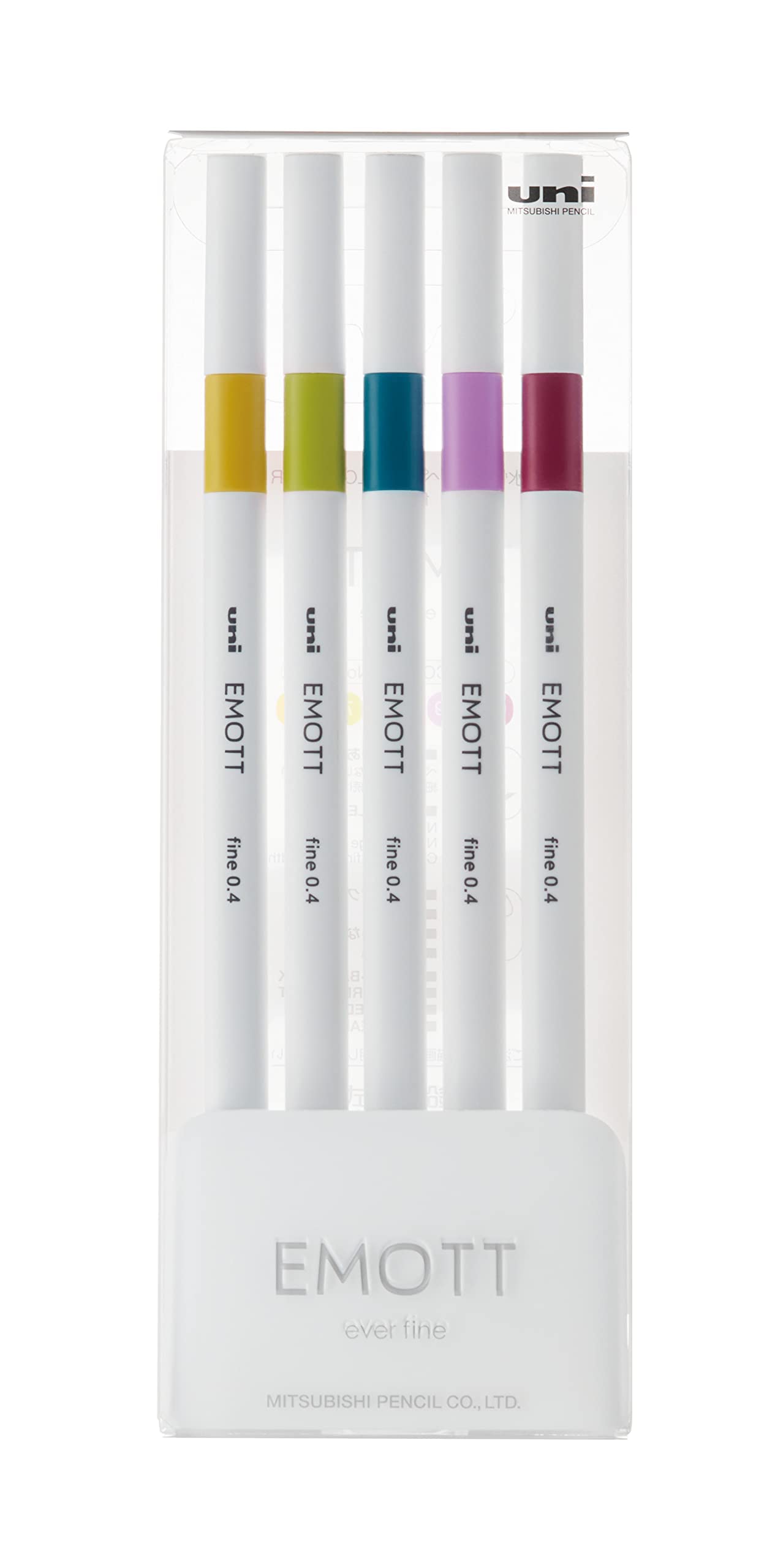 uni-ball EMOTT Fineliner Pens, Fine Point (0.4mm), Assorted Ink, 5-count, Retro