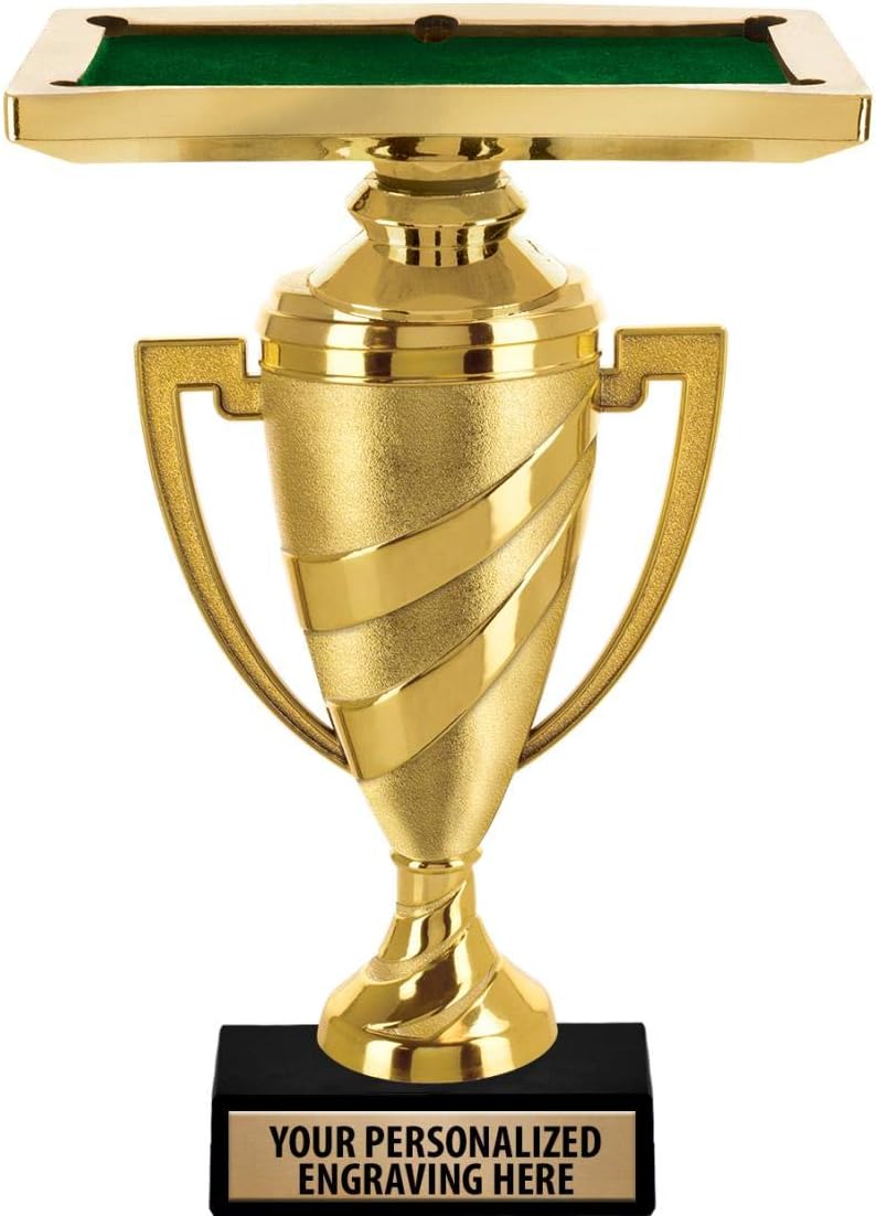 Billiards Trophy, 9.5" Gold Cup Billiards Pool Table Trophies with Free Personalization