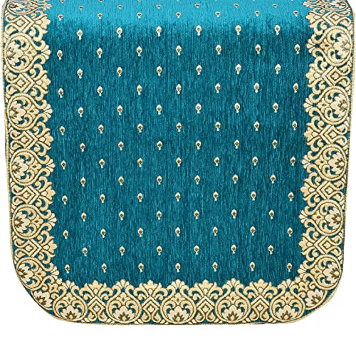 Image of Premium 5 Seater Printed Sofa Cover Set with Cushion + Table Covers, 3,1,1 Seater 10 Pieces Sofa Back Slip Panels, Single Seater,Sky Blue (Pack of 12)