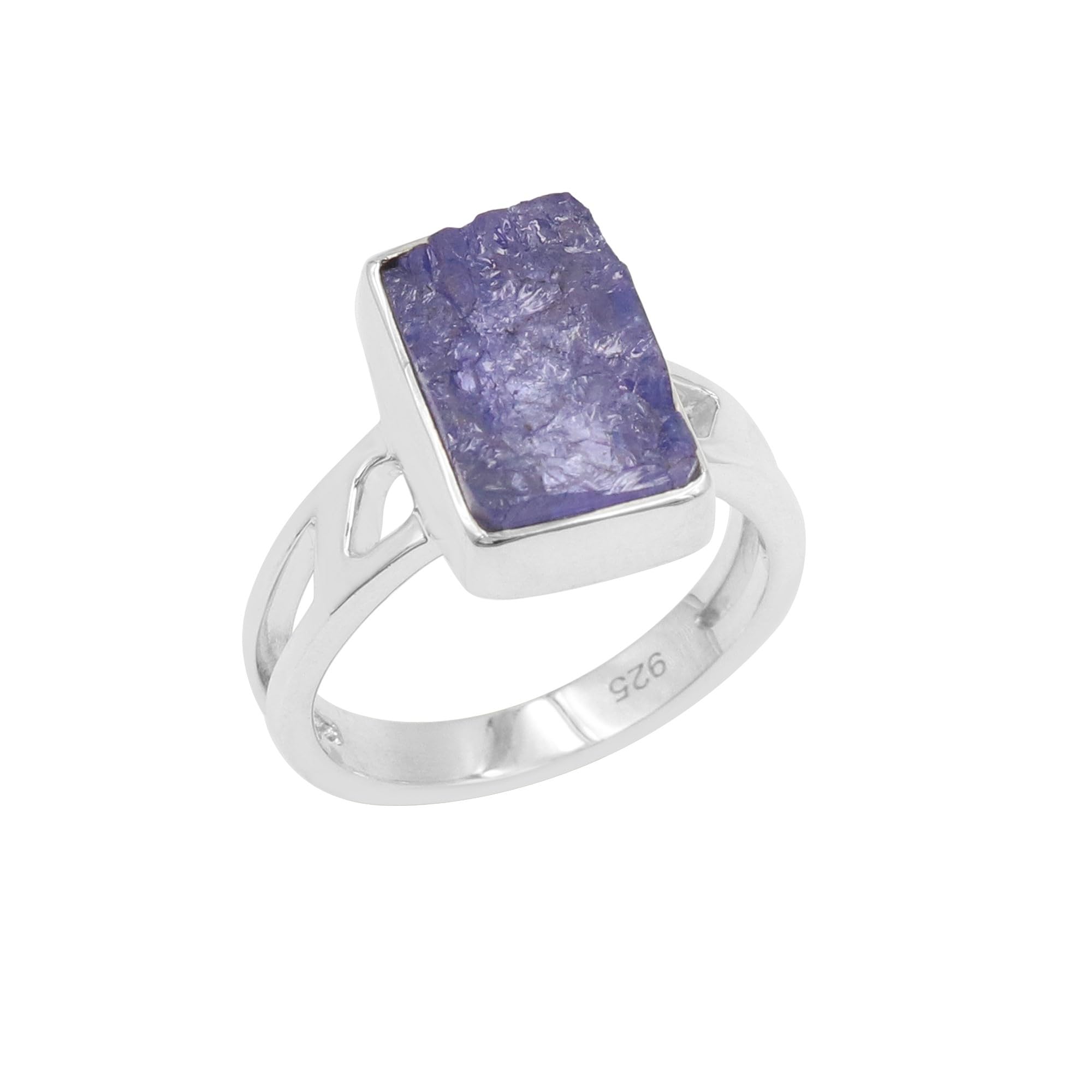 Bague tanzanite brute en argent sterling 925, un solitaire d'exception - 8