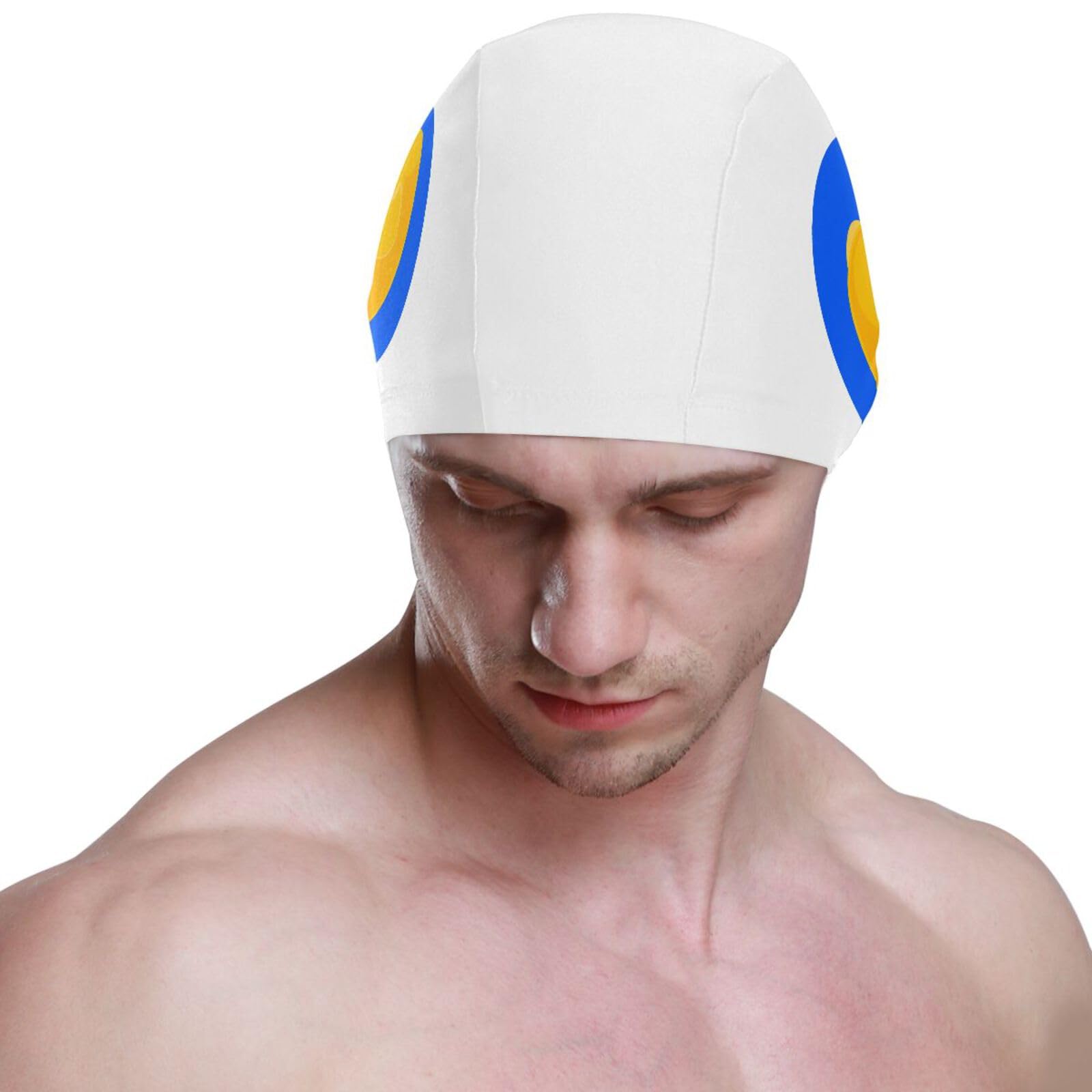 Dallonan Swimming Cap Unisex Adult Swim Cap Women Men Rubber Yellow Pirate Duck Polyester