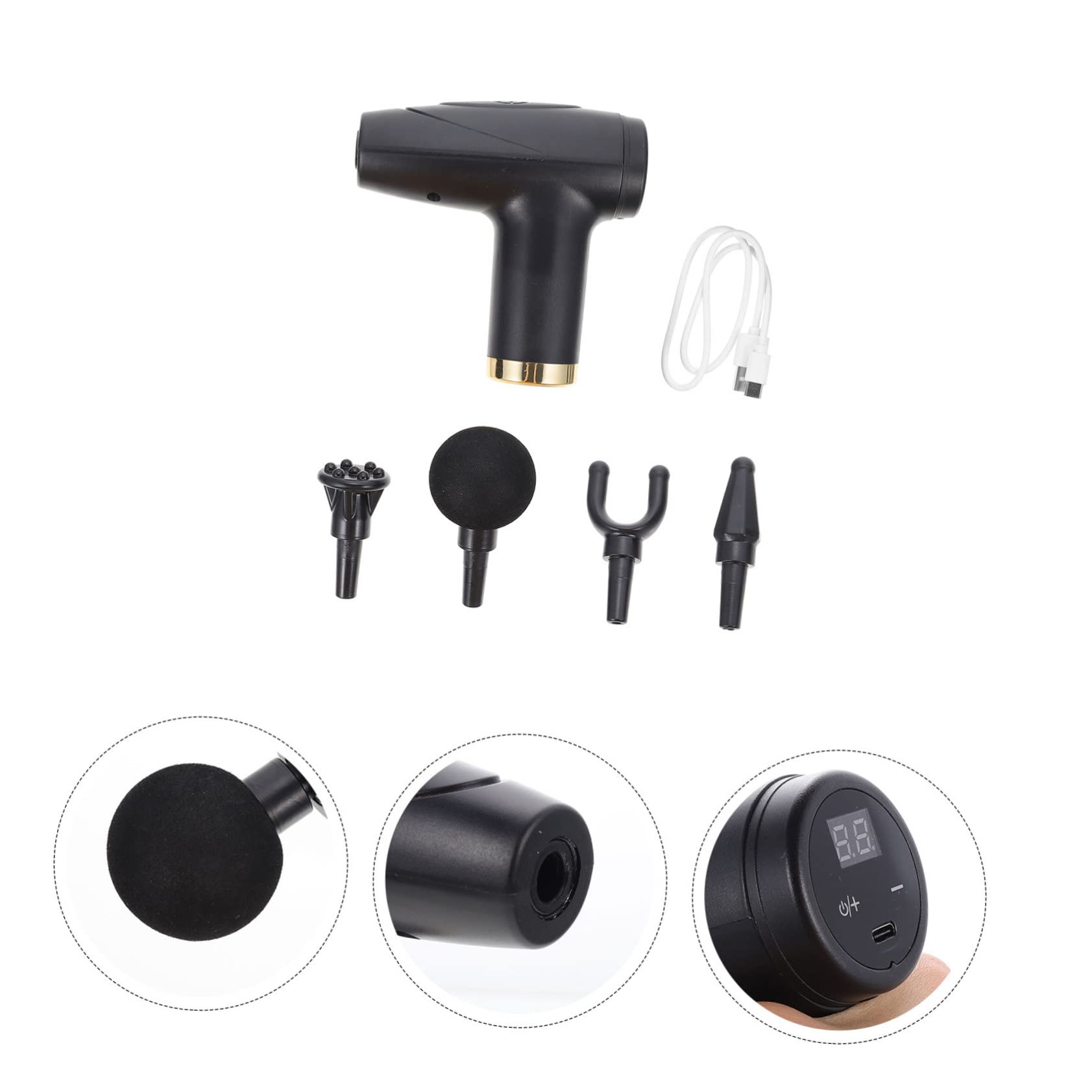 Ipetboom Masajeador de Percusión Eléctrico Masajeador Muscular 6 Niveles de Ajuste Motor de 3200 Rpm Relajación Muscular Casa Oficina Viaje