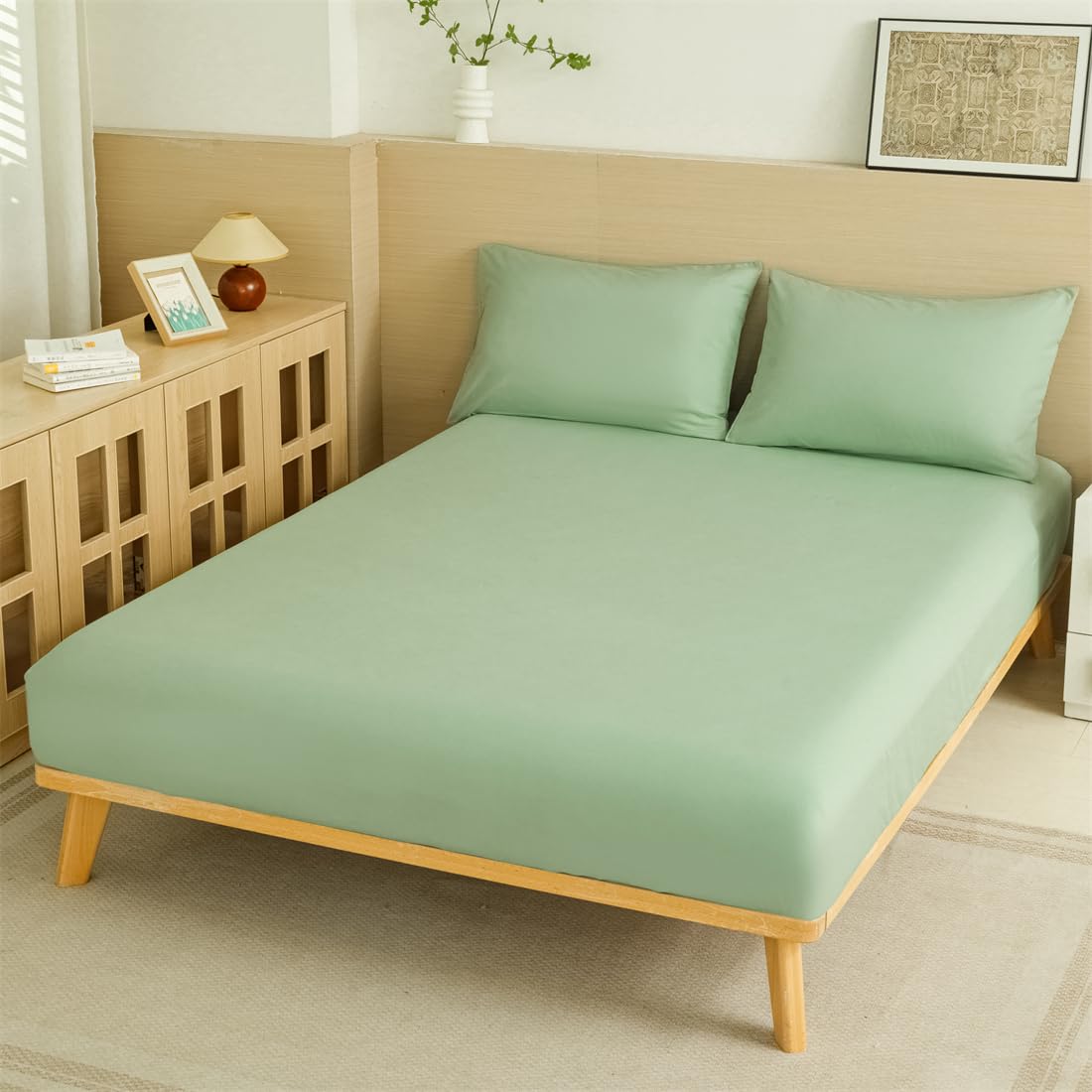Lenzuolo Con Angoli Una Piazza E Mezza 180x200 Cm – Microfibra Verde, Tasche Profonde 30 Cm, Adatto A Materassi Alti