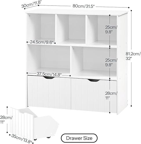 Miniatura 3 de HOOBRO Organizador de almacenamiento de juguetes, organizadores de juguetes y almacenamiento con 2 cajones móviles y 5 cubículos, estante de pecho