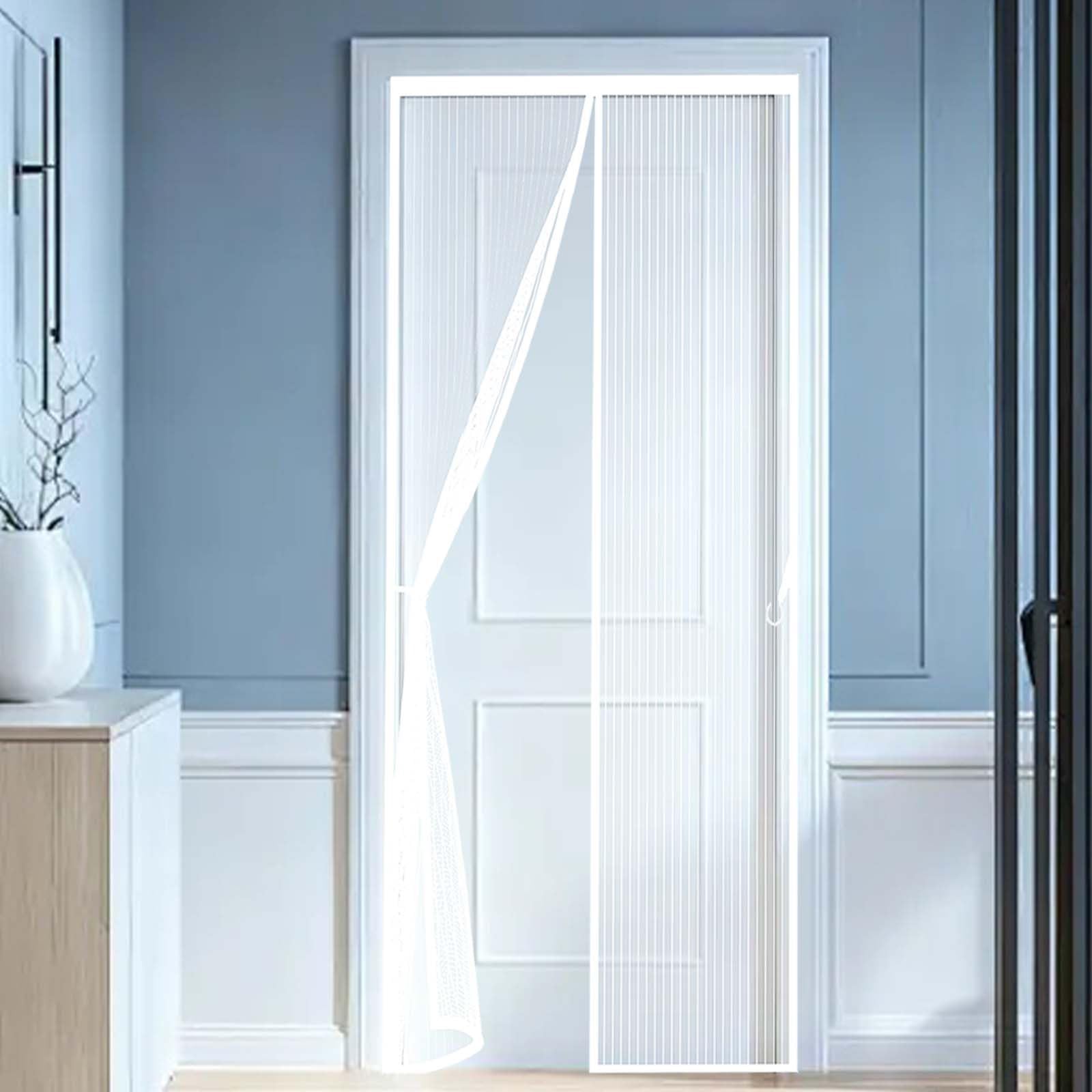 Magnetic Fly Screen for Doors 160 x 237 cm Durable, Keeps Bugs Out, Kid and Pet Friendly Magnetic Fly Screen Door Curtain Lets Fresh Air in, Hundreds of Sizes, White