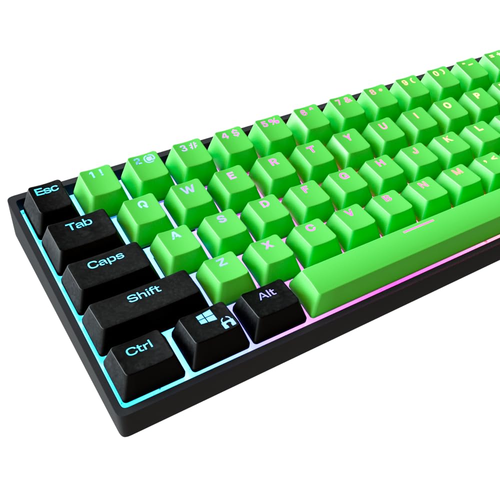 Kraken Keycaps - Toxic Edition RGB Backlit Keycap Set - Black & Green Doubleshot PBT Keycaps for Any Size Mechanical Keyboards - for All 60%, 65%, 75%, 85%, TKL & Full Size Keyboards (Toxic)