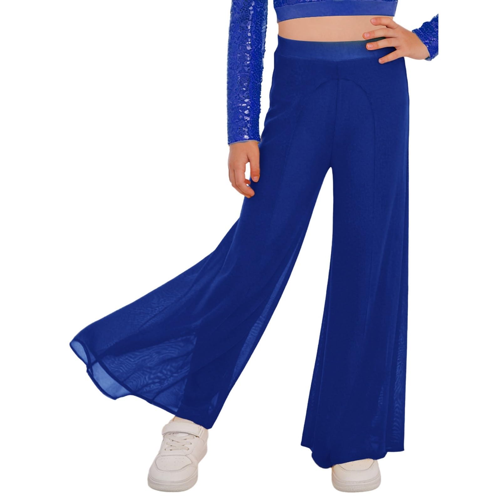 Klassische Tanz-Tüllhose mit weitem Bein Lyrical-Tanzhose mit weitem Bein und elastischem Bund aus Netzstoff integriertem Slip for Performance-Wettbewerbe for Kinder Mädchen