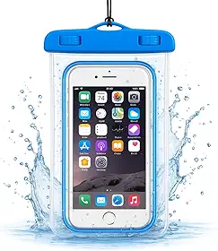 Capa Case para Celular a Prova de Água Impermeável Transparente Universal Proteção Completa IPX8 Sensível ao Toque Ideal para Praia Trilhas Piscina Viagens (Azul)