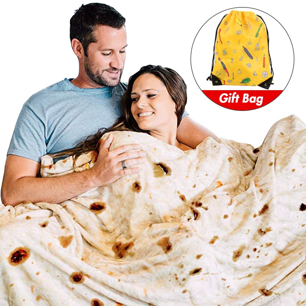 FREESOOTHBurritos Tortilla Blanket Tortilla Throw Blanket Realistic Food Blanket Soft Plush Round Funny Blanket for Bed,Couch or Travel