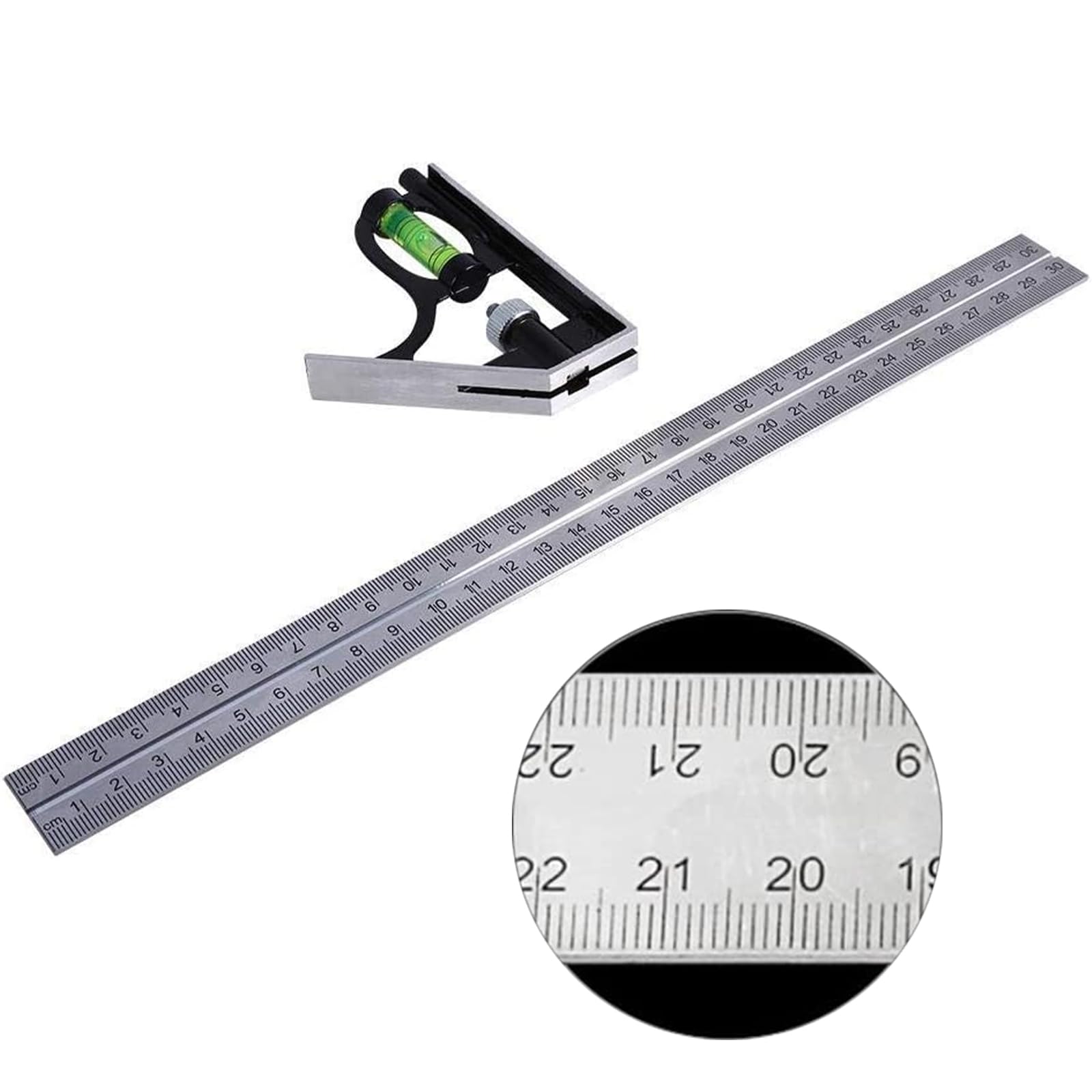 Squadra Combinata In Alluminio E Acciaio - Goniometro, Misuratore Angoli Per Falegnameria E Carpenter