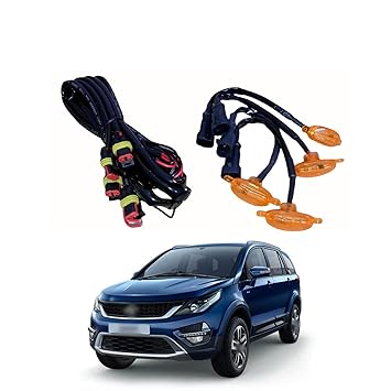 PRIKNIK LED Grille Lights Amber Yellow Grill Led with Fuse Adapter Wiring Harness Kit (4PCS, Amber Shell with Amber Light) Compatible with Hexa