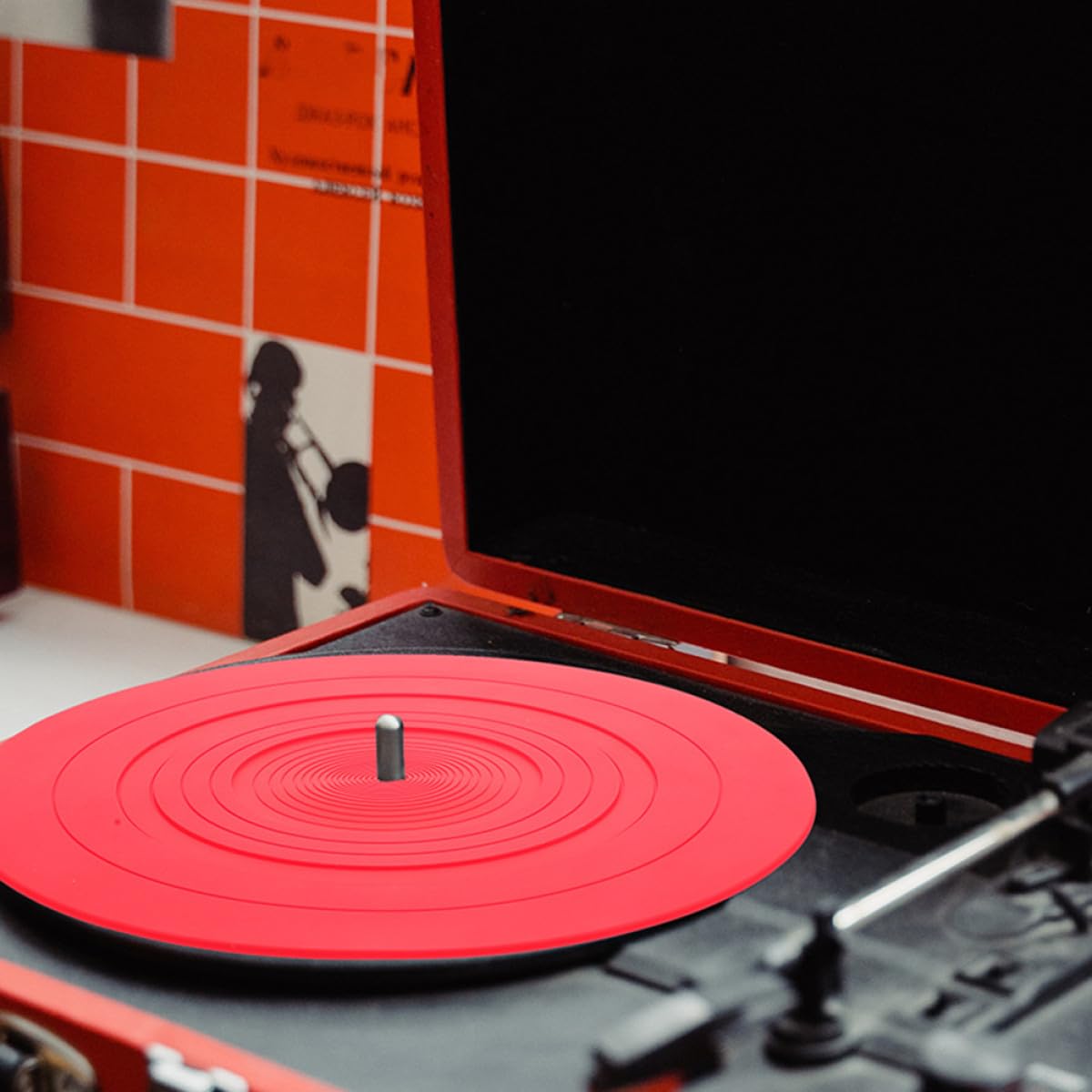Tappetini in Silicone Antistatici 2 Pezzi Protezione Delicata e Sicura per Giradischi Vinile per Dischi, Accessori per Dj e Appassionati