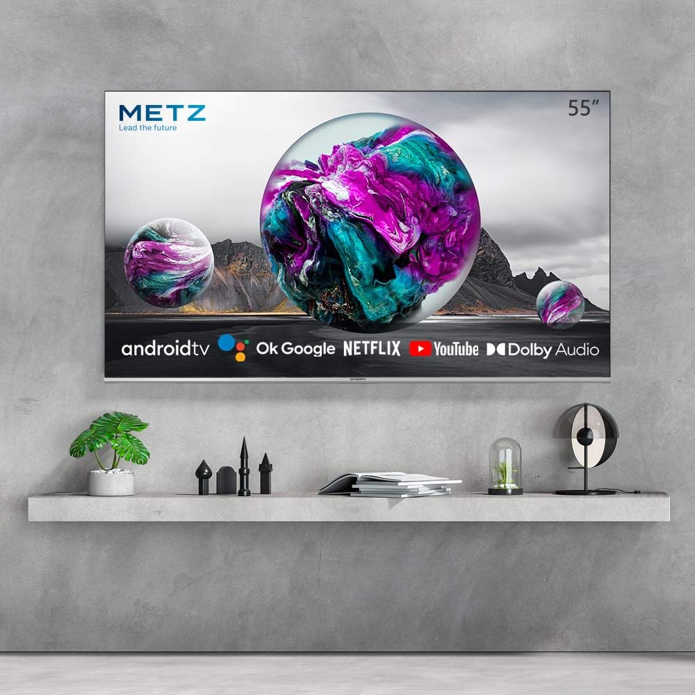 Metz Smart TV, Serie MUC7000, 55 (139 cm), 4K UHD, Versione 2022, Wi-Fi, Android 10.0, HDR10/HLG, HDMI, ARC, USB, Slot CI+, Dolby Vision, DVB-C/T2/S2, HEVC MAIN10, Google Assistant, Argento Metz Smart TV, Serie MUC7000, 55 (139 cm), 4K UHD, Versione 2022, Wi-Fi, Android 10.0, HDR10/HLG, HDMI, ARC, USB, Slot CI+, Dolby Vision, DVB-C/T2/S2, HEVC MAIN10, Google Assistant, Argento