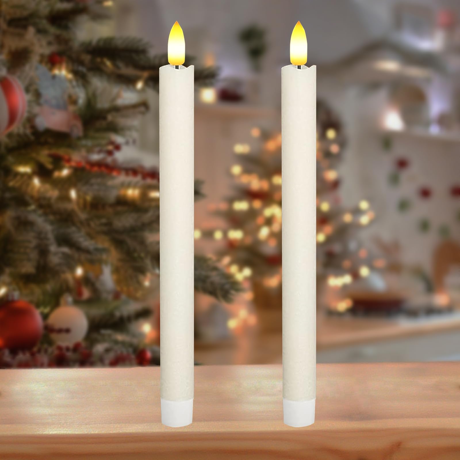 CANDLE CHOICE Vlamloze Taper Kaarsen – 6 Stuks, 9.6 Inch, Echte Wax, Met Afstandsbediening & Timer, Warm Wit, Geschikt Voor Kandelaars