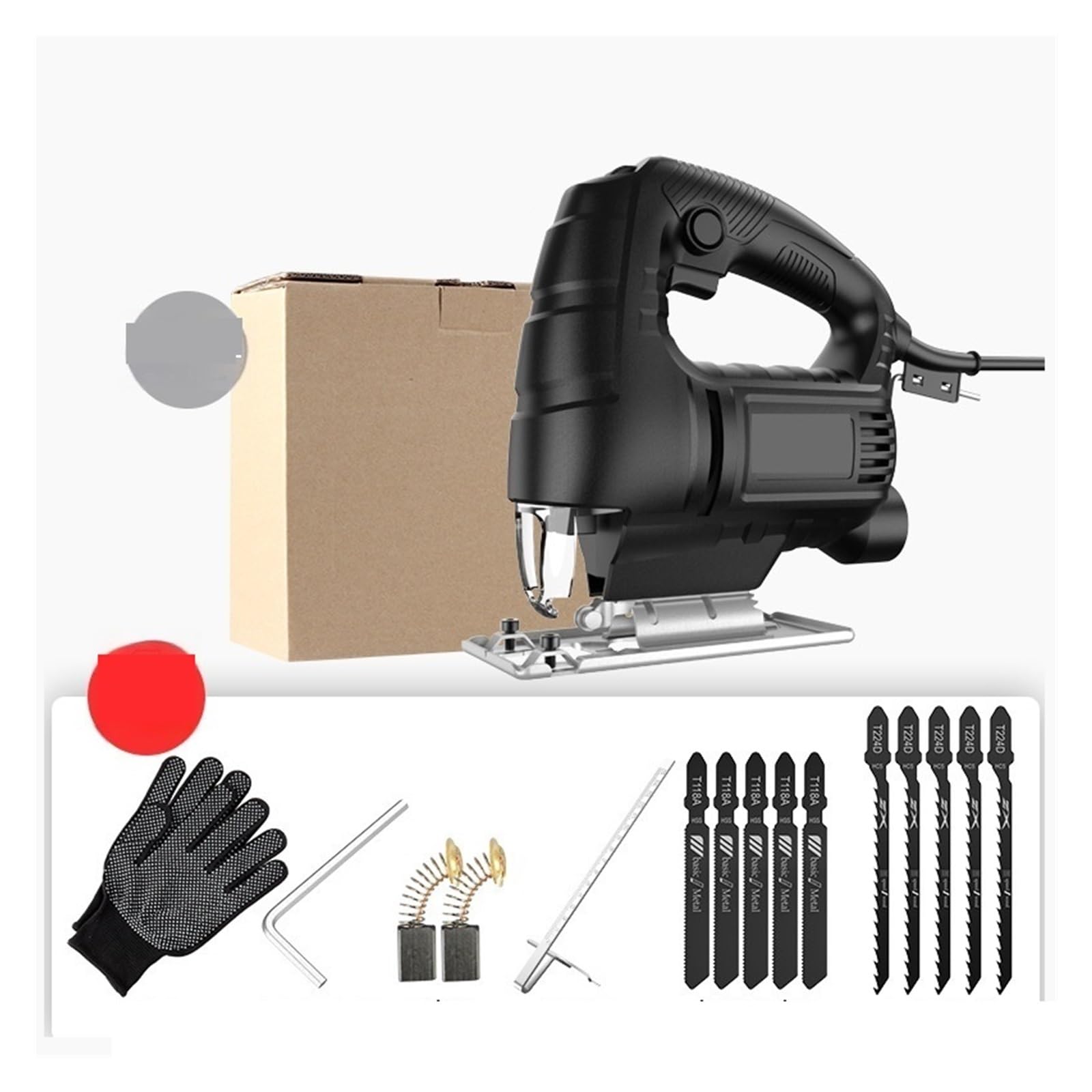 LNHHG Electric Jigsaw Small Handheld Woodworking Saw Home Wood Cutting Machine Reciprocating(Machine 10 saw blade)